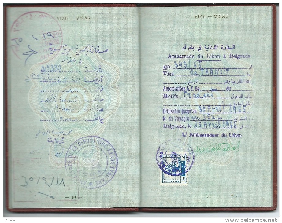 Passeport,passport, Pasaporte, Reisepass.Federal Republic Of Yugoslavia.vissas - Liban,Lebanon,Syria,Jordan,Turkey. - Documents Historiques