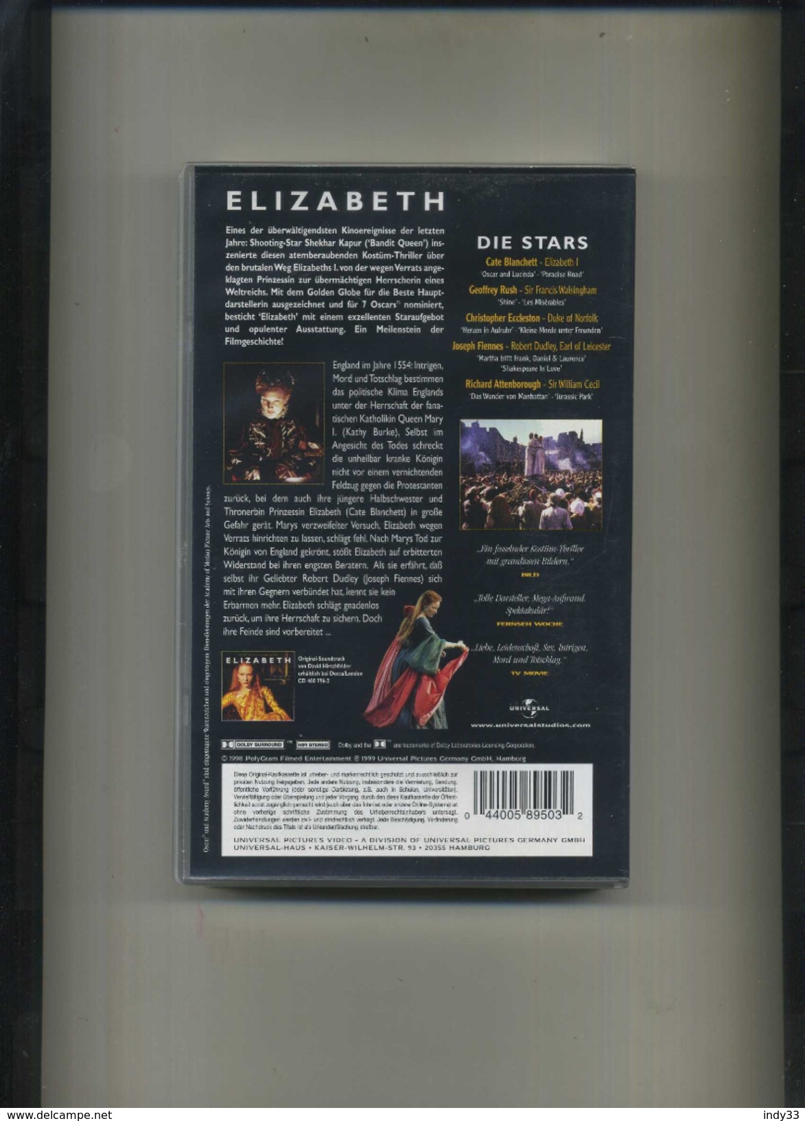 CASSETTE VHS . ELIZABETH . - Histoire