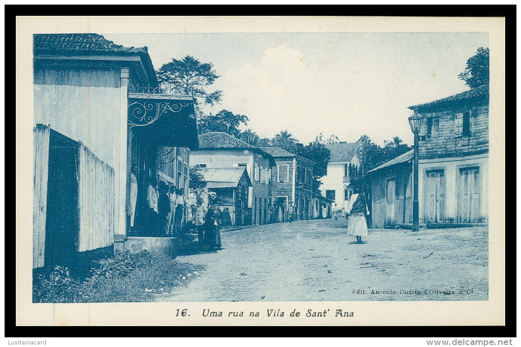 SÃO TOMÉ E PRÍNCIPE - Uma Rua Na Vila De Sant'Ana( Ed. António Duarte D'Oliveira & C.ª Nº 16)carte Postale - São Tomé Und Príncipe