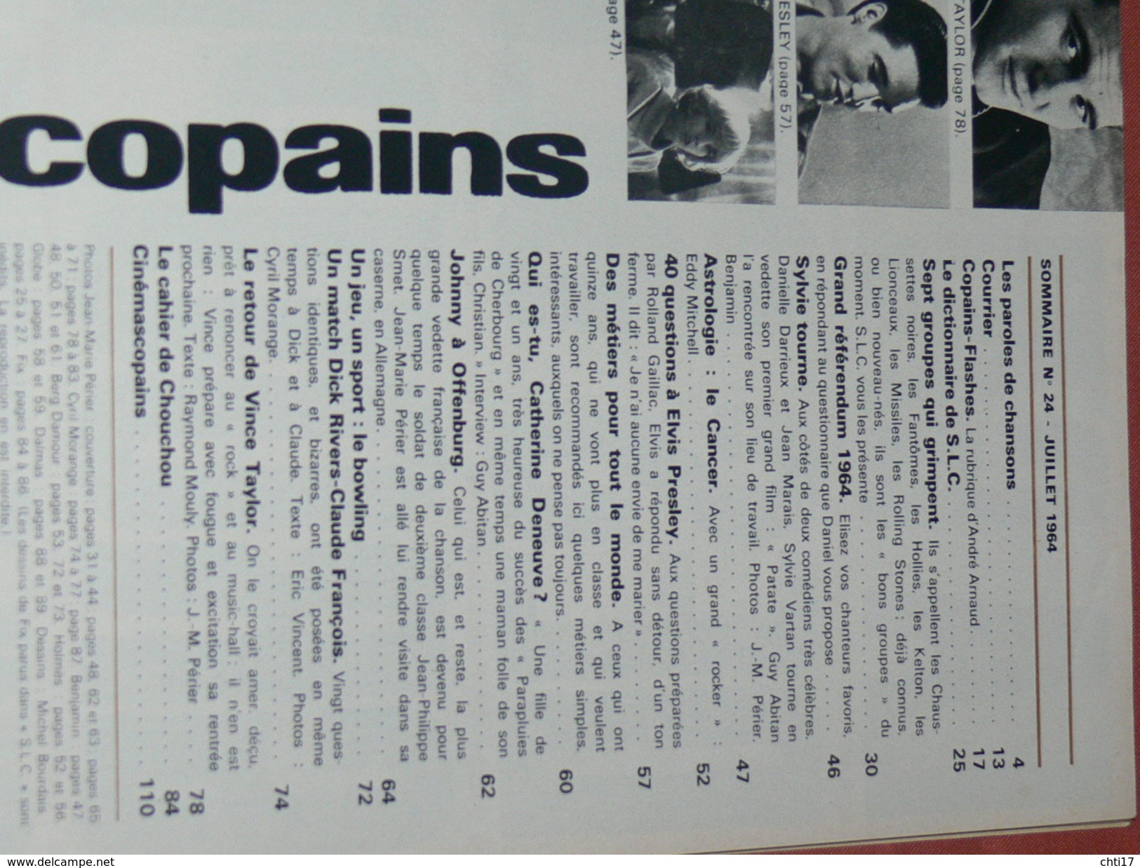 SALUT LES COPAINS JUILLET 1964 N  24  /  France Gall/Pub Francoise Hardy/Sylvie Vartan/Catherine Deneuve/Johnny Hallyday - Musique