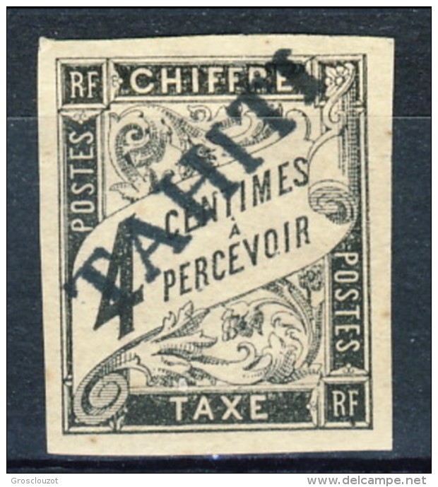Tahiti 1893 Tasse N. 4 C.  4 Nero MH Catalogo € 530 Sovrastampa Probabile FALSO - Sonstige & Ohne Zuordnung