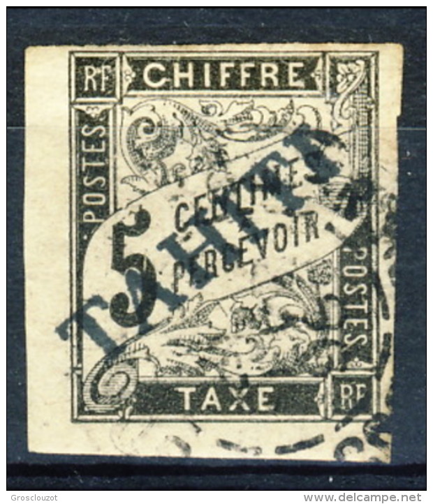 Tahiti 1893 Tasse N. 5 C.  5 Nero Usato Catalogo € 500 Sovrastampa Probabile FALSO - Other & Unclassified