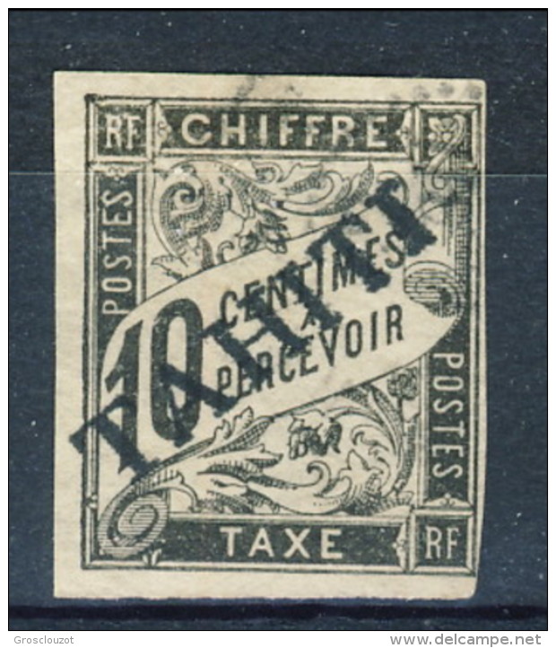 Tahiti 1893 Tasse N. 6 C.  10 Nero Usato Catalogo € 500 Sovrastampa Probabile FALSO - Sonstige & Ohne Zuordnung