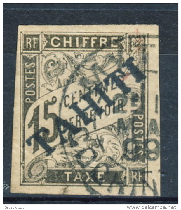 Tahiti 1893 Tasse N. 7 C.  15 Nero Usato Catalogo € 500 Sovrastampa Probabile FALSO - Autres & Non Classés