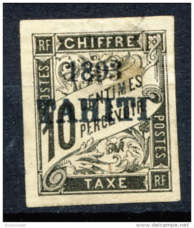 Tahiti 1893 Tasse N. 20 C.  10 Nero MH Catalogo € 680 Sovrastampa Probabile FALSO - Andere & Zonder Classificatie