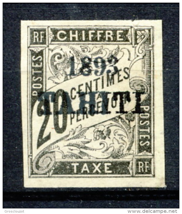 Tahiti 1893 Tasse N. 21 C.  20 Nero MH Catalogo € 650 Sovrastampa Probabile FALSO - Sonstige & Ohne Zuordnung