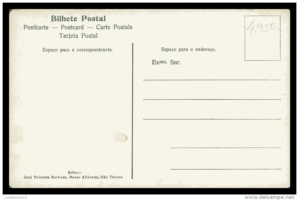 SÃO TOMÉ E PRÍNCIPE - Um Grupo De Cabo Verdianos Na Roça Bello Monte (Ed. José Teixeira Barboza) Carte Postale - São Tomé Und Príncipe