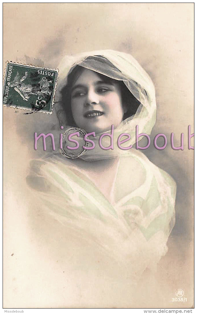 FEMME élégante Mousseline - Elegant Lady Muslin - 1912 - Portrait  - 2 Scans - Frauen