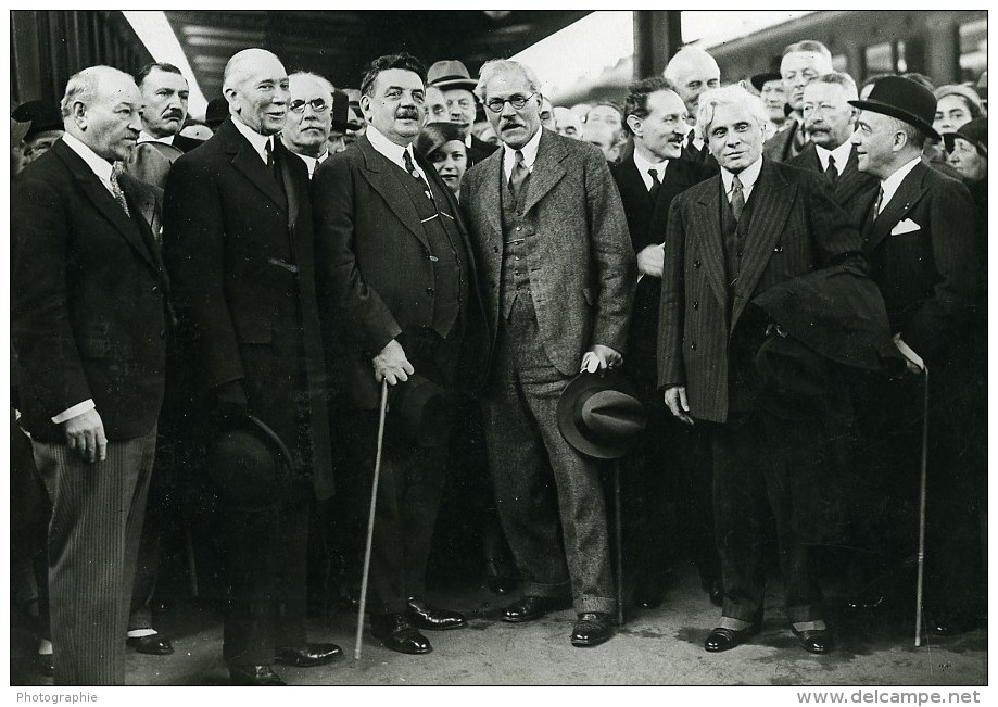 Paris Gare De Lyon Herriot MacDonald Boncour John Simon Ancienne Photo Meurisse 1932 - Berühmtheiten