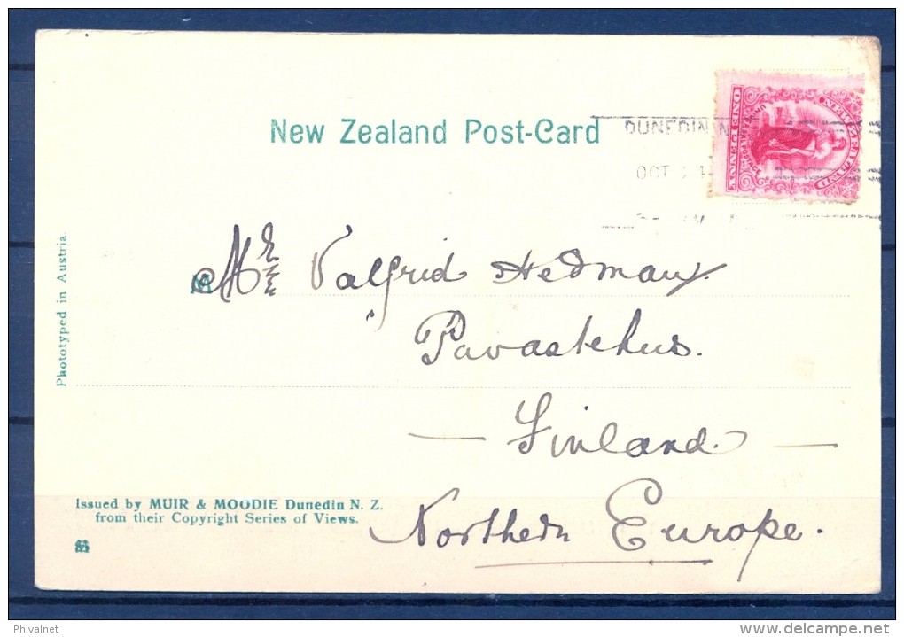 NUEVA ZELANDA , TARJETA POSTAL CIRCULADA ENTRE DUNEDIN Y FINLANDIA , OTAGO UNIVERSITY - Storia Postale