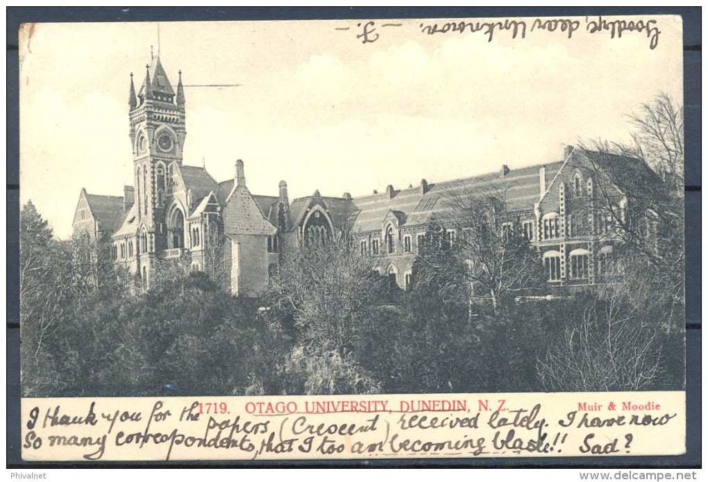 NUEVA ZELANDA , TARJETA POSTAL CIRCULADA ENTRE DUNEDIN Y FINLANDIA , OTAGO UNIVERSITY - Briefe U. Dokumente