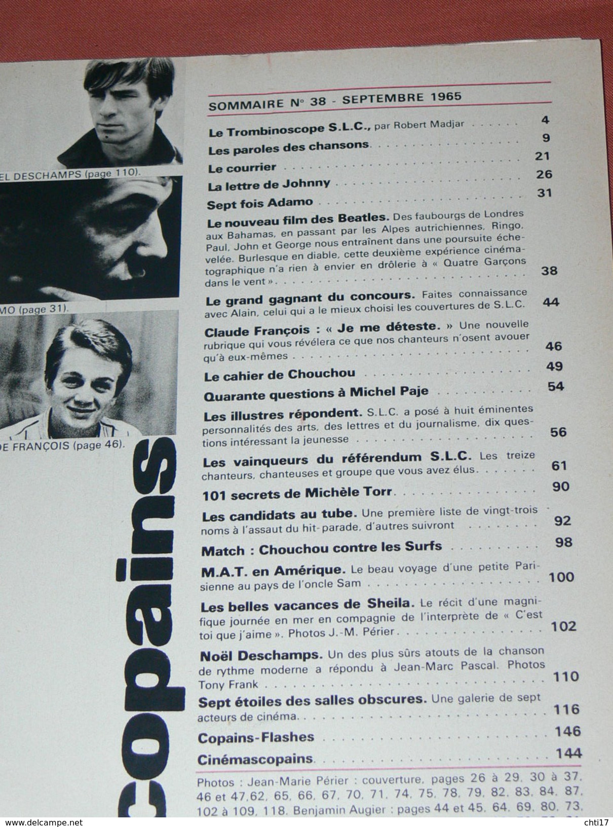 SALUT LES COPAINS SEPT 1965  N° 38  / Resultats Du Grand Referendum 65 - Adamo - Sheila - Johnny Hallyday - Le Film Des - Musique