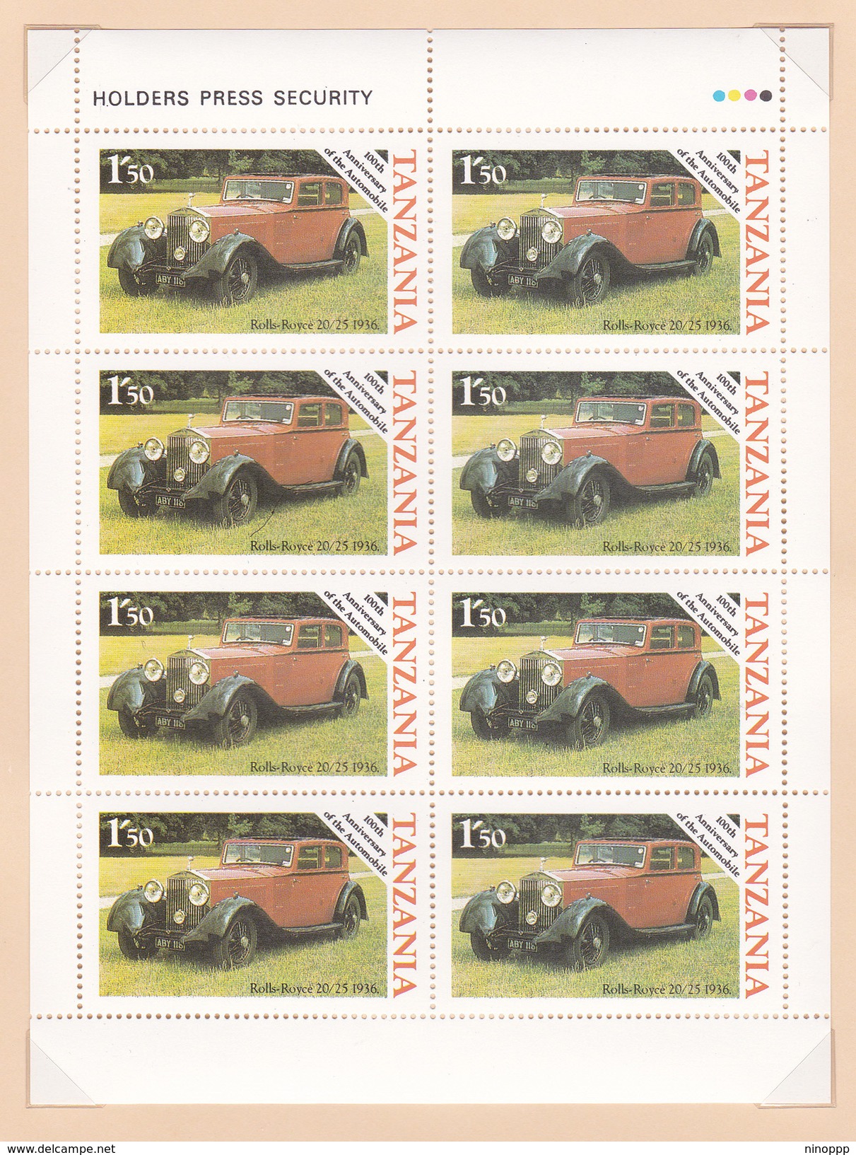 Tanzania 1985 Automobile Centenary Set, Rolls Royce Sheetlet, MNH - Cars