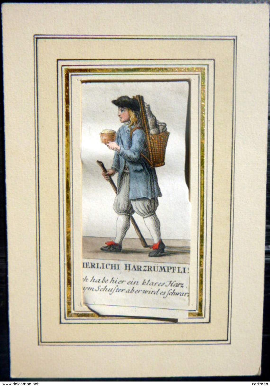 SUISSE SWISS COSTUME VIEUX  METIER COMMERCANT    COULEURS DE L'EPOQUE - Estampes & Gravures