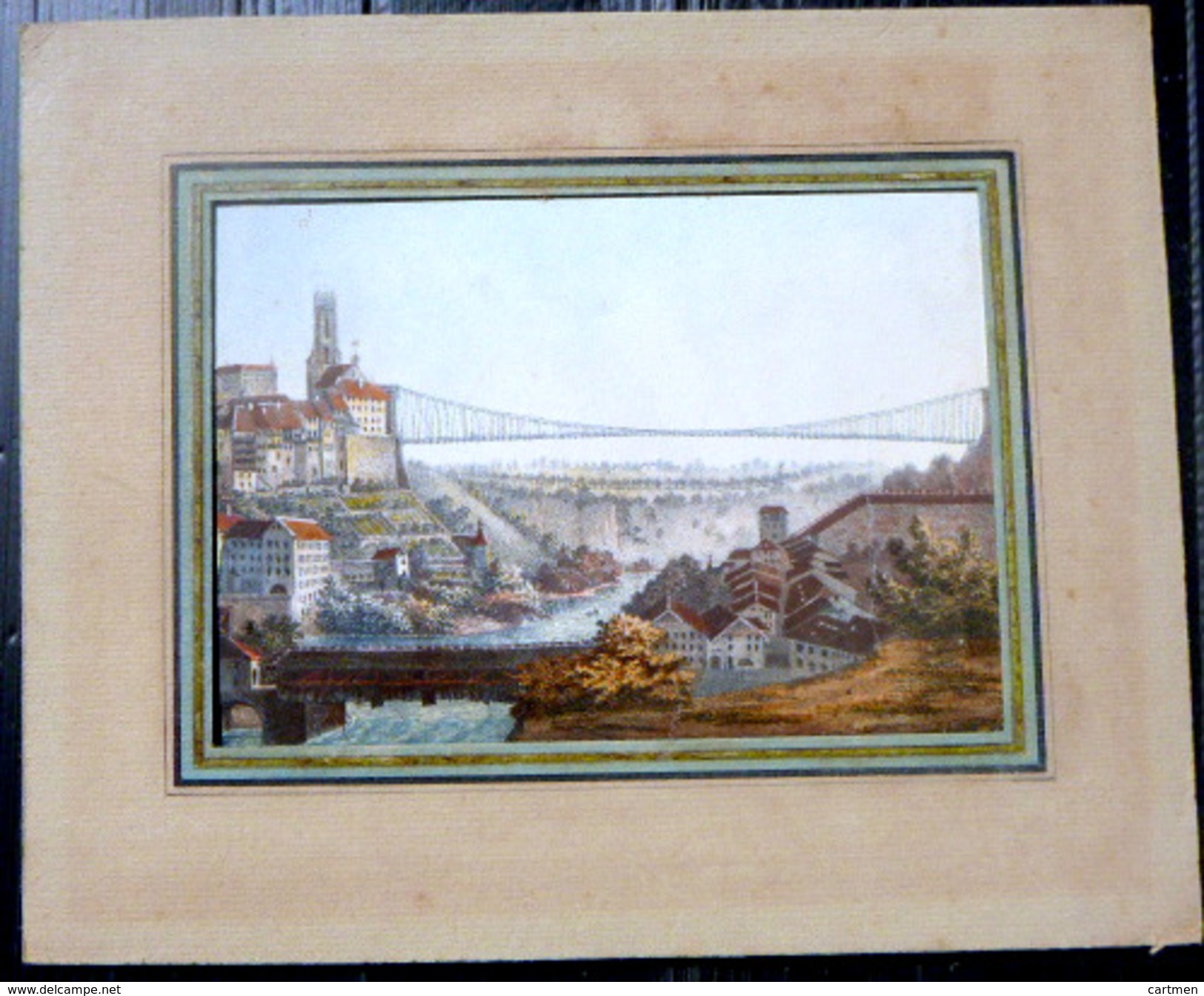 SUISSE SWISS VUE DE FRIBOURG FREIBURG  COULEURS POSTERIEURES - Estampes & Gravures