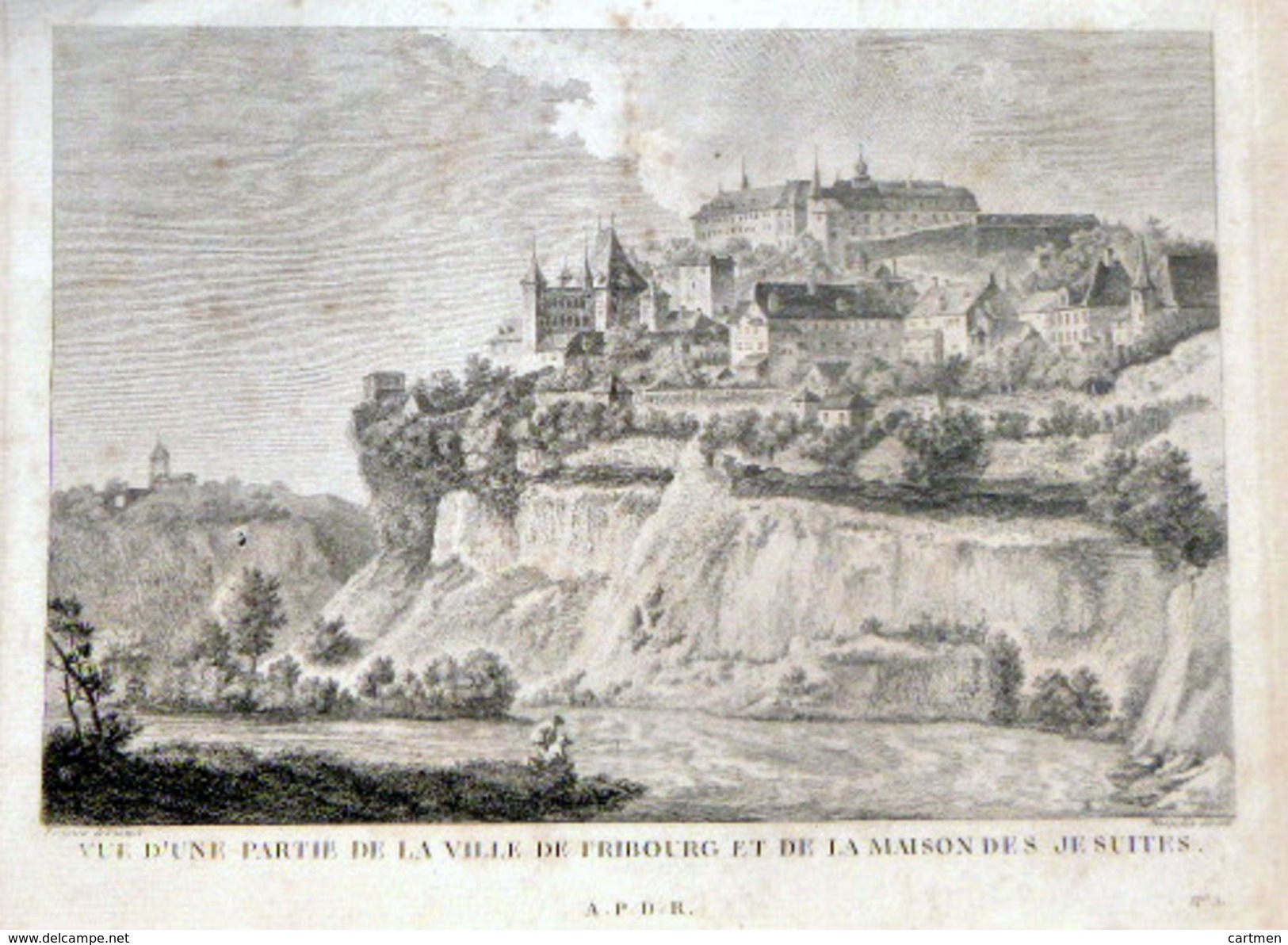 SUISSE SWISS VUE D'UNE PARTIE DE  FREIBURG  FRIBURG ET DE LA MAISON DES JESUITES - Estampes & Gravures