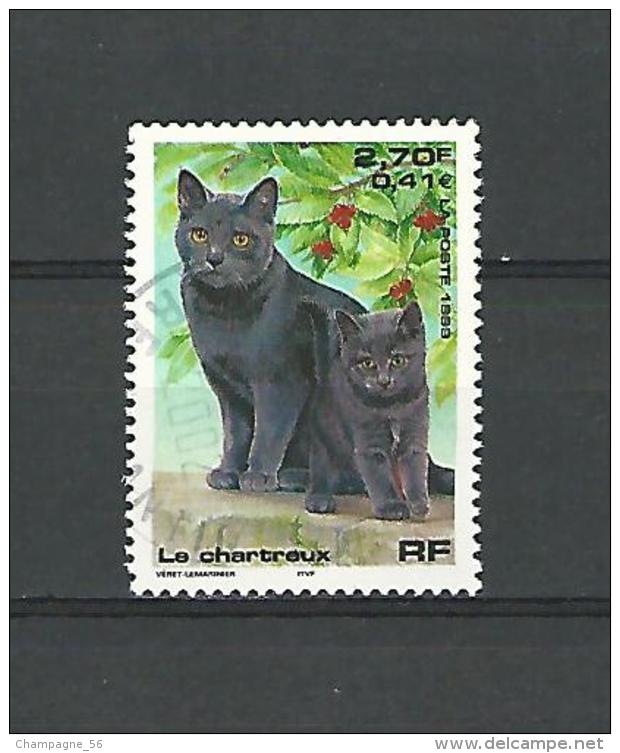 FRANCE 1999  N° 3283  LE CHARTREUX    OBLITÉRÉ 0.50 € - Hauskatzen