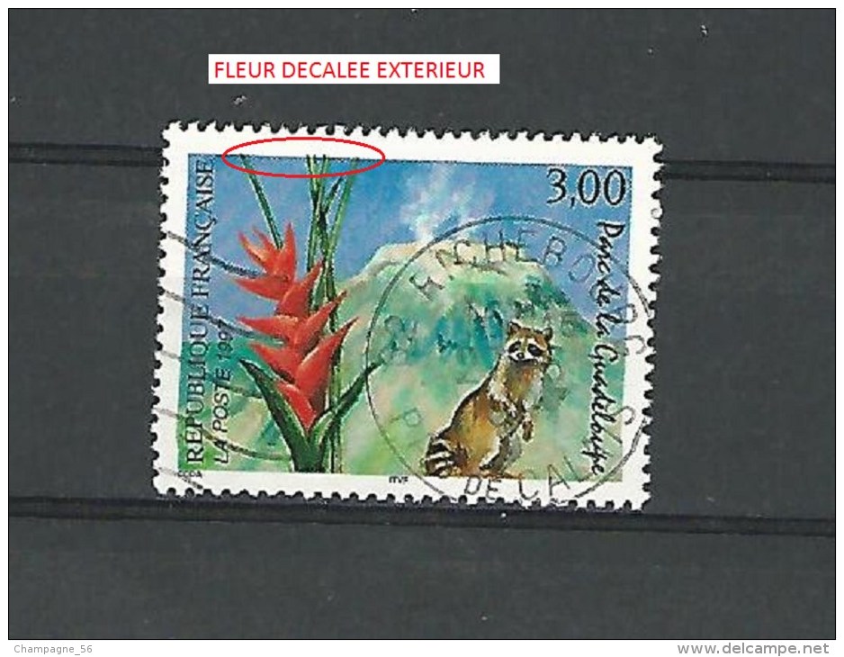 VARIÉTÉS 1997  N° 3055   FLEUR ET RATON LAVEUR   27 / 6 / 1997  OBLITÉRÉ 0.50 € - Gebraucht