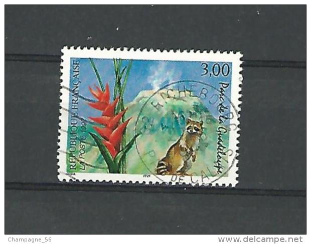 VARIÉTÉS 1997  N° 3055   FLEUR ET RATON LAVEUR   27 / 6 / 1997  OBLITÉRÉ 0.50 € - Usados