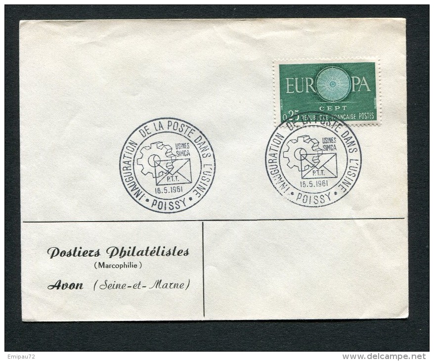 FRANCE- Enveloppe De L´inauguration De La Poste Dans L'usine POISSY 16-5-1961 - 1960-1969