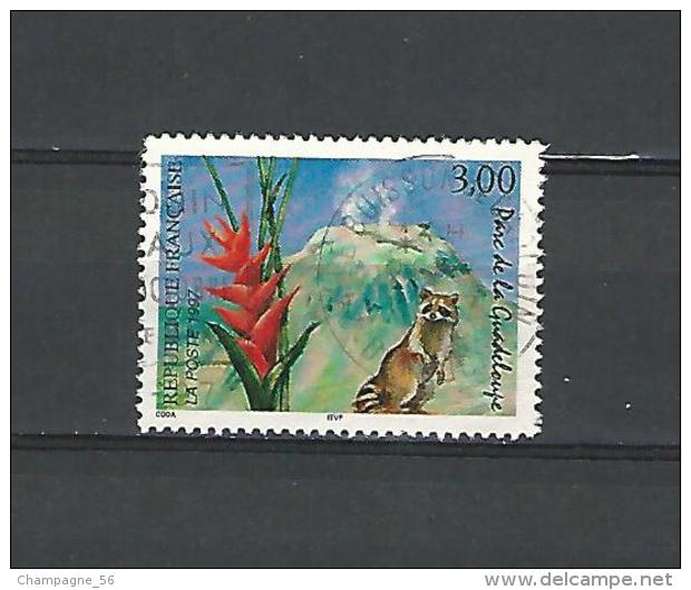 VARIÉTÉS  1997  N°  3055  FLEUR ET RATON LAVEUR   OBLITÉRÉ 0.50 € - Used Stamps