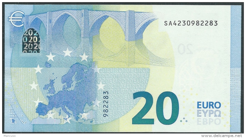 &euro; 20  ITALIA SA S008 D6  DRAGHI  UNC - 20 Euro