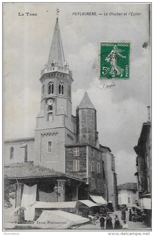 CPA TARN Circulé PUYLAURENS Marché - Puylaurens