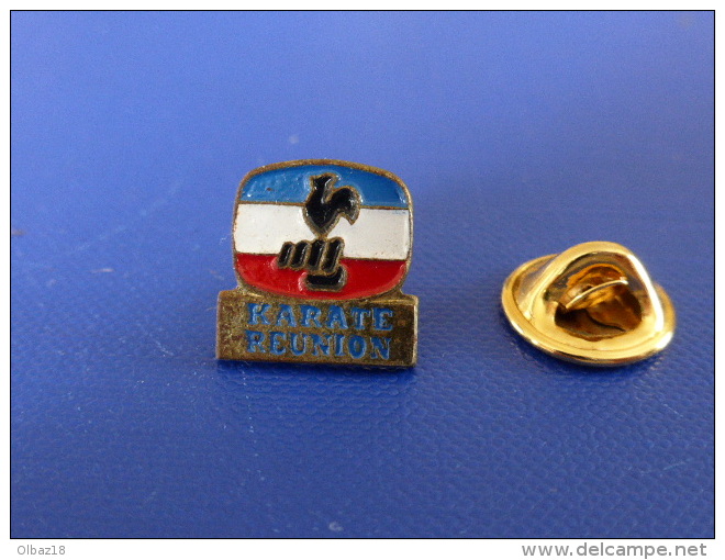 Pin´s FFE Fédération Française De Karaté - Ile De La Réunion - Logo - Coq Sportif Tricolore (PT46) - Autres & Non Classés