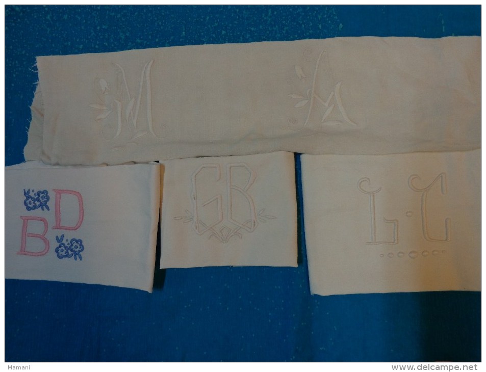 Lot De Monogrammes Decoupes Dans Des Draps -serviettes Ou Autre - Andere & Zonder Classificatie