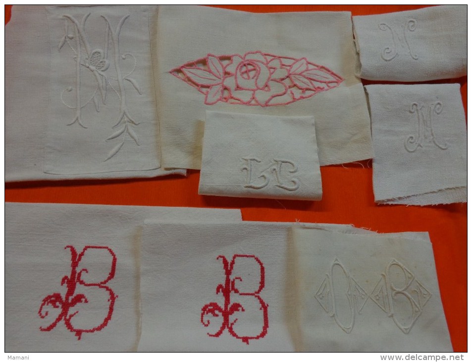 Lot De Monogrammes Decoupes Dans Des Draps -serviettes Ou Autre - Andere & Zonder Classificatie