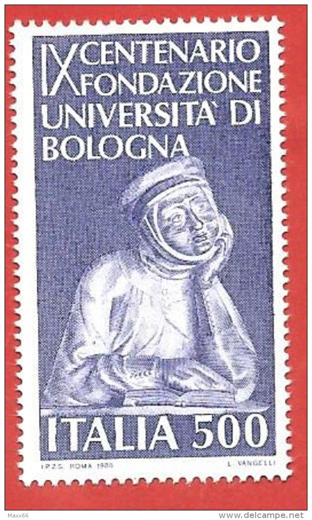 ITALIA REPUBBLICA MNH - 1988 - 9º Centenario Della Fondazione Dell'università Di Bologna - £ 500 - S. 1839 - 1981-90:  Nuovi