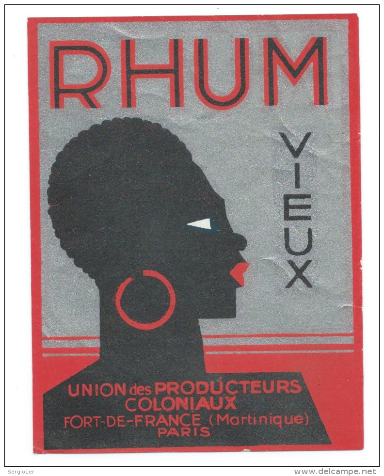 Etiquette Rhum  Vieux  Martinique  Union Des Producteurs Coloniaux  Fort De France Martinique  "visage Femme" - Rhum