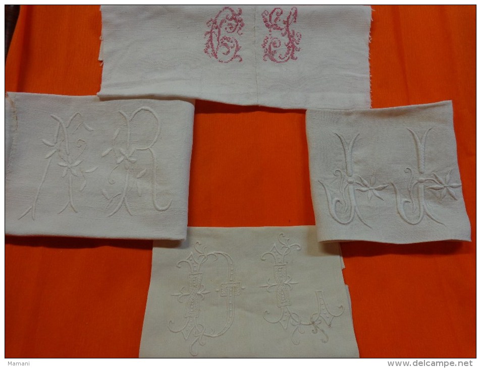 Lot De Monogrammes Decoupes Dans Des Draps -serviettes Ou Autre - Andere & Zonder Classificatie