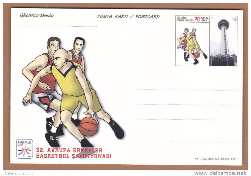 AC - TURKEY POSTAL STATIONARY - 32nd MEN'S EUROPEAN BASKETBALL CHAMPIONSHIP EUROBASKET - 2001 ANKARA - Entiers Postaux