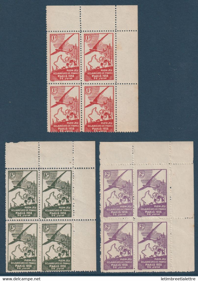 ⭐ France - Vignette - Avec Charnière - Plein Jeu éclaireurs De France - En Bloc De 4 - 1938 ⭐ - Unused Stamps