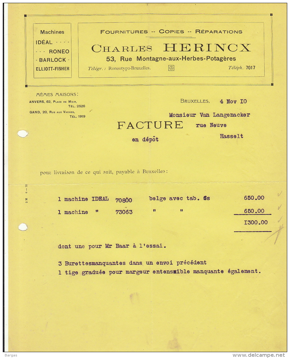 Machine Pour Imprimerie Herincx Bruxelles - Drukkerij & Papieren