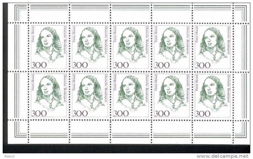 Bund Kleinbogen 1433 + Frauen Der Deutschen Geschichte Fanny Hensel  Postfrisch ** MNH - 1981-1990