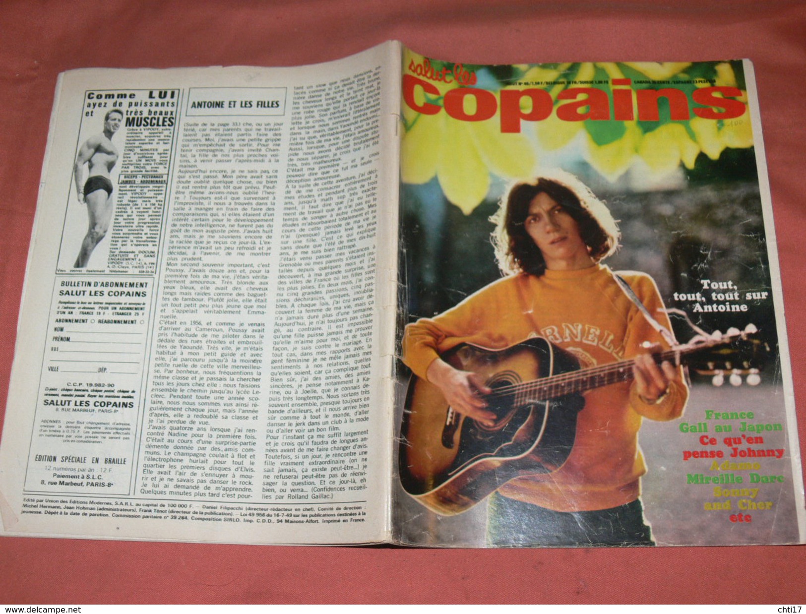 SALUT LES COPAINS AOUT  1966  N° 49  /   ANTOINE / FRANCE GALL / ADAMO / MIREILLE DARC / JOHNNY - Musica