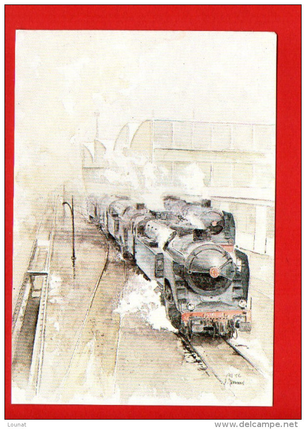 Train - Chemin De Fer - Aquarelle Ferroviaire De Lucien JOVENEAUX Né à Lille 1927 - Trains