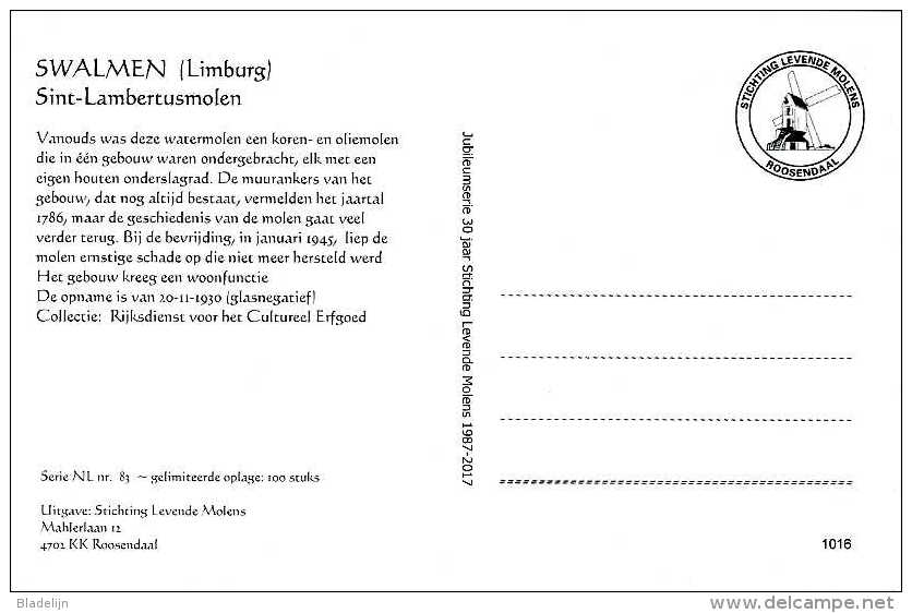 SWALMEN - Roermond (Limburg) - Molen/moulin - De Gewezen Sint-Lambertusmolen Met Twee Raderen In Bedrijf D.d. 1930. TOP! - Roermond