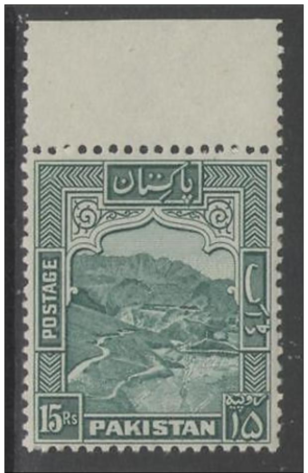 PAKISTAN SG42 1948 15r BLUE-GREEN P12 MNH - Pakistan