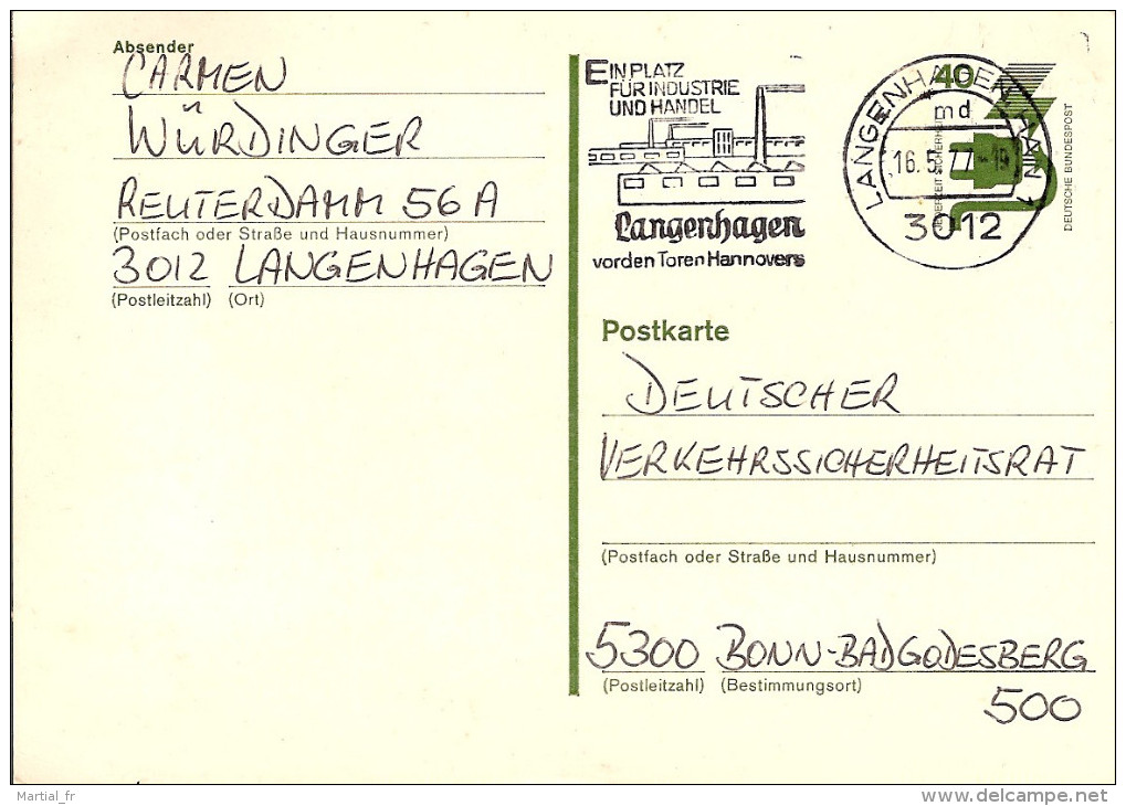 ALLEMAGNE DEUTSCHLAND 1977 USINE CHEMINEE SCHORNSTEIN Industrie Handel Commecre Langenhagen Tor Porte Hannover 3012 - Polucion