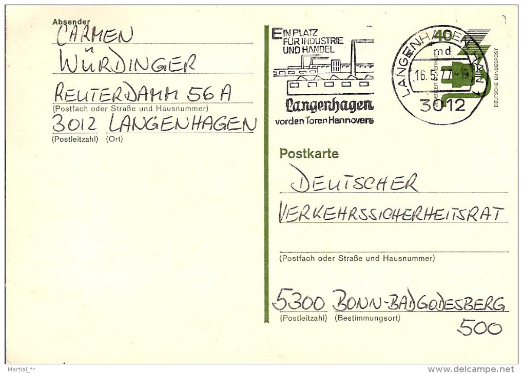 ALLEMAGNE DEUTSCHLAND 1977 USINE CHEMINEE SCHORNSTEIN Industrie Handel Commecre Langenhagen Tor Porte Hannover 3012 - Umweltverschmutzung