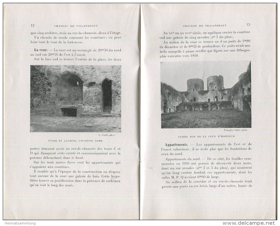 France - Le Chateau De Villandraut 1957 - 36 Seiten Mit 12 Abbildungen - Dépliants Turistici