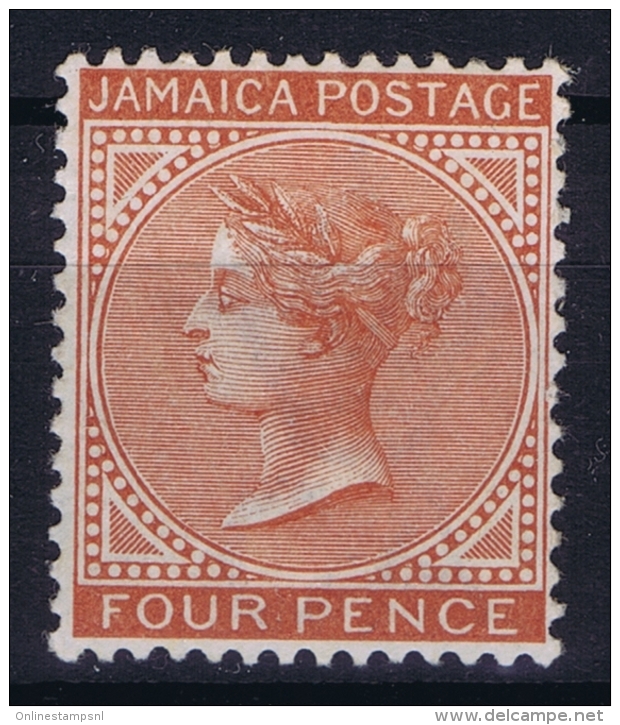 Jamaica : 1883 SG 22a  Sc 22a Red Orange MH/* Falz/ Charniere, Colour Checked With Daylight Lamp + Sg Colour Key - Jamaica (...-1961)