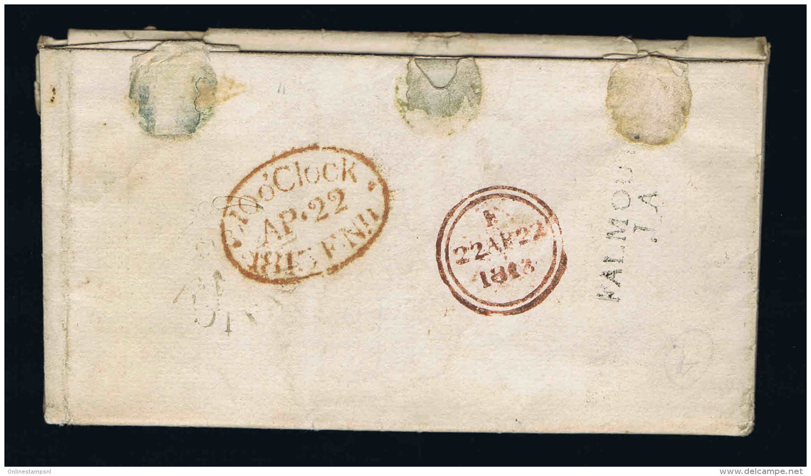 Jamaica : Feb 1813 Entire Letter From Falmouth To London Per Packet Diana, Cancel Falmouth/JA + Fleuron London Arr. - Jamaïque (...-1961)