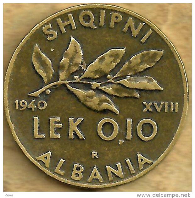 ALBANIA 0.10 LEK LEAF FRONT KING MAN HEAD BACK 1940 VF SCARCE KM? READ DESCRIPTION CAREFULLY !!! - Albanië