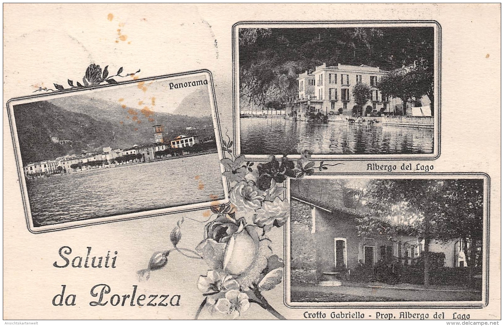 Porlezza Litho Panorama Albergo Del Lago Crotto Gabriella Gl1921 #165.196 - Otros & Sin Clasificación