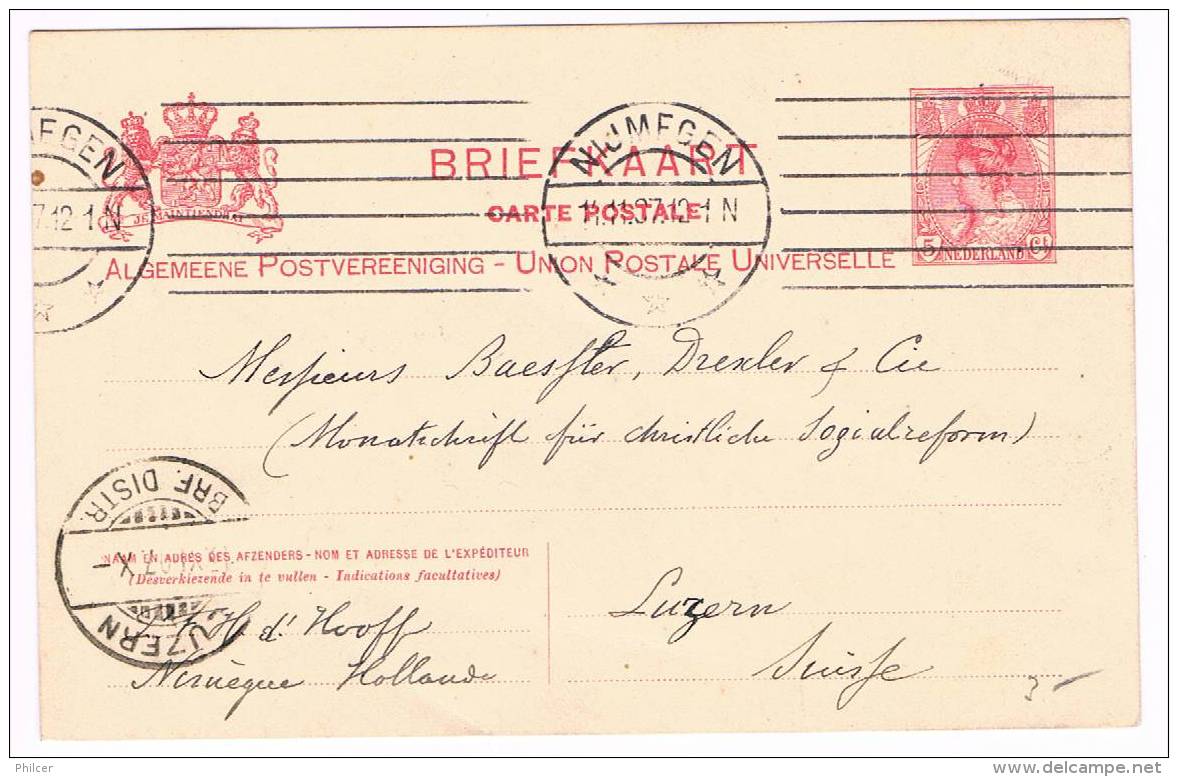 Nederland, 1907, For Luzern - Brieven En Documenten