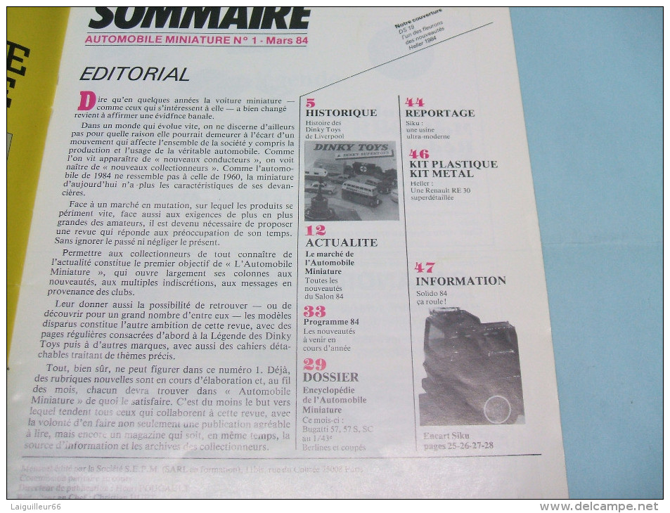 Magazine AUTOMOBILE MINIATURE N°1 Mars 1984 - Littérature & DVD